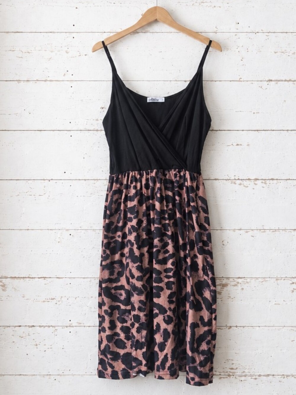 Styleworld Black and Pink Leopard Print Dress With Pockets Size M